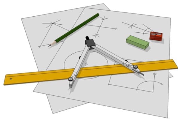 Ruler and compass geometry drawing tools
