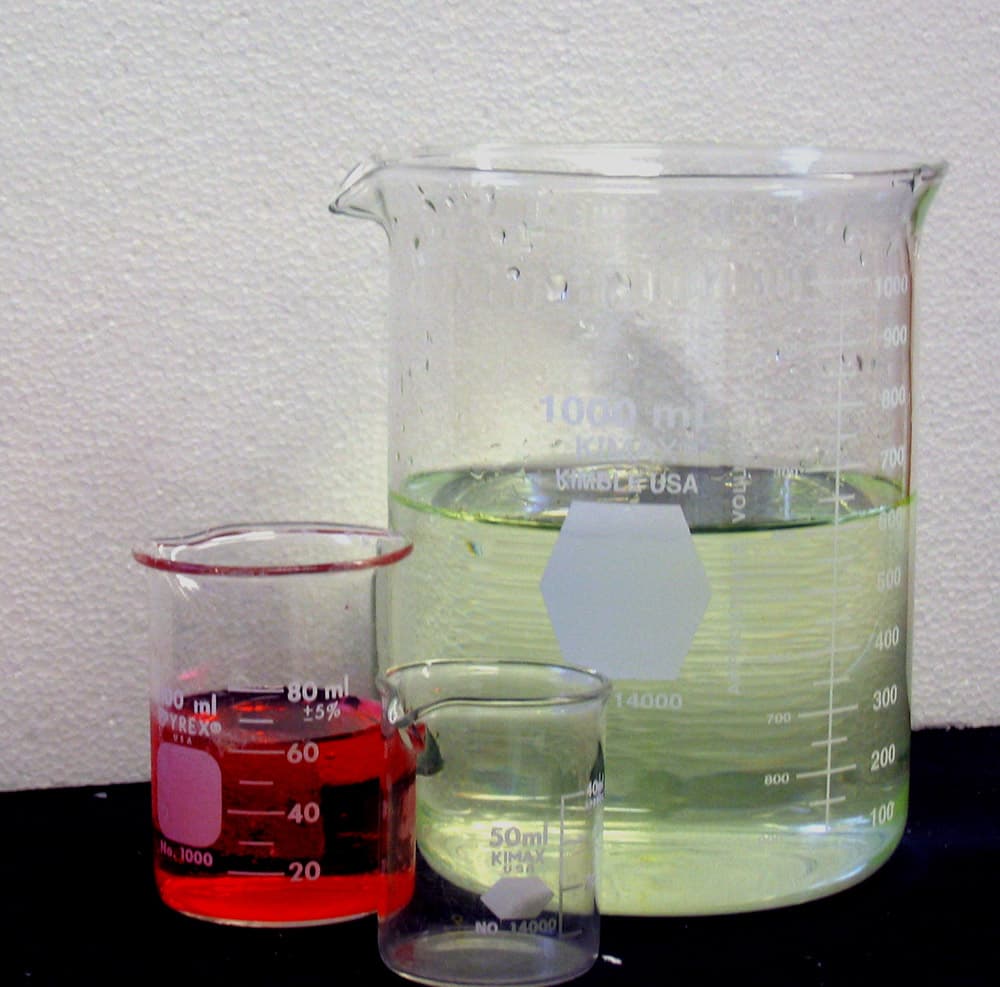 Set of glass laboratory beakers